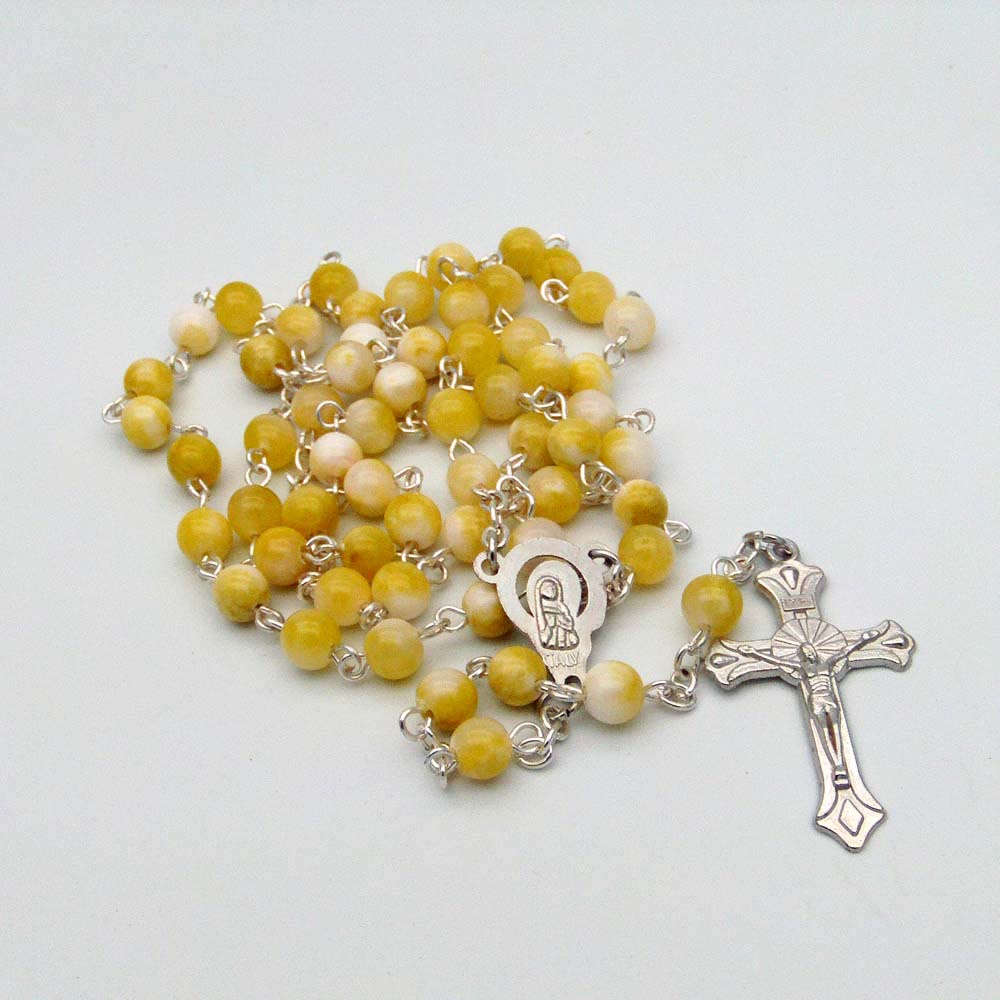 Christiandiscipleshop Our Lady of Rosary & Crucifix of 6 Mm Round Multicolor Alloy Chain Rosary