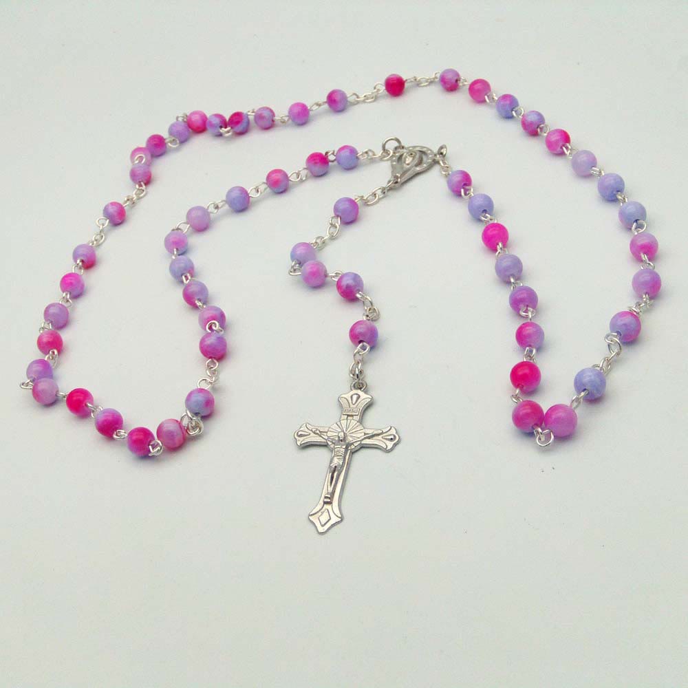 Christiandiscipleshop Our Lady of Rosary & Crucifix of 6 Mm Round Multicolor Alloy Chain Rosary