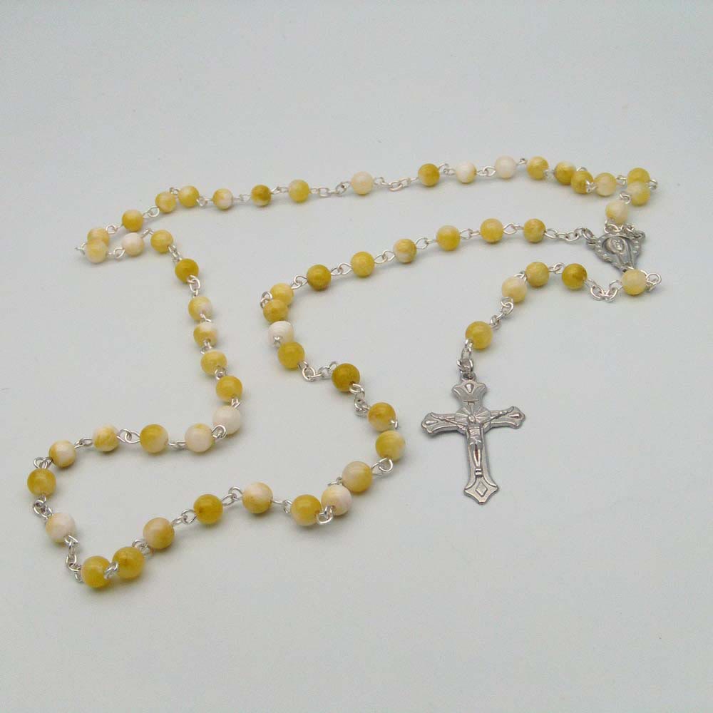 Christiandiscipleshop Our Lady of Rosary & Crucifix of 6 Mm Round Multicolor Alloy Chain Rosary