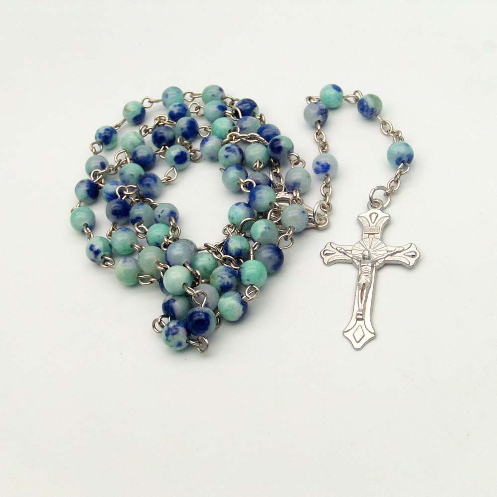 Christiandiscipleshop Our Lady of Rosary & Crucifix of 6 Mm Round Multicolor Alloy Chain Rosary