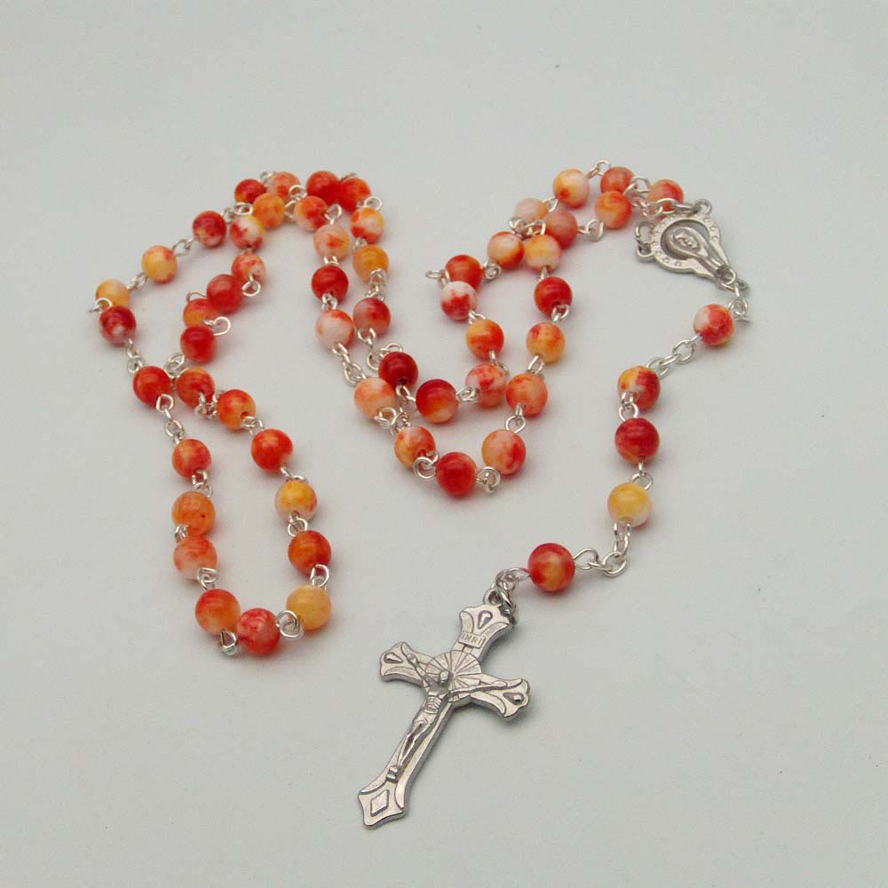 Christiandiscipleshop Our Lady of Rosary & Crucifix of 6 Mm Round Multicolor Alloy Chain Rosary