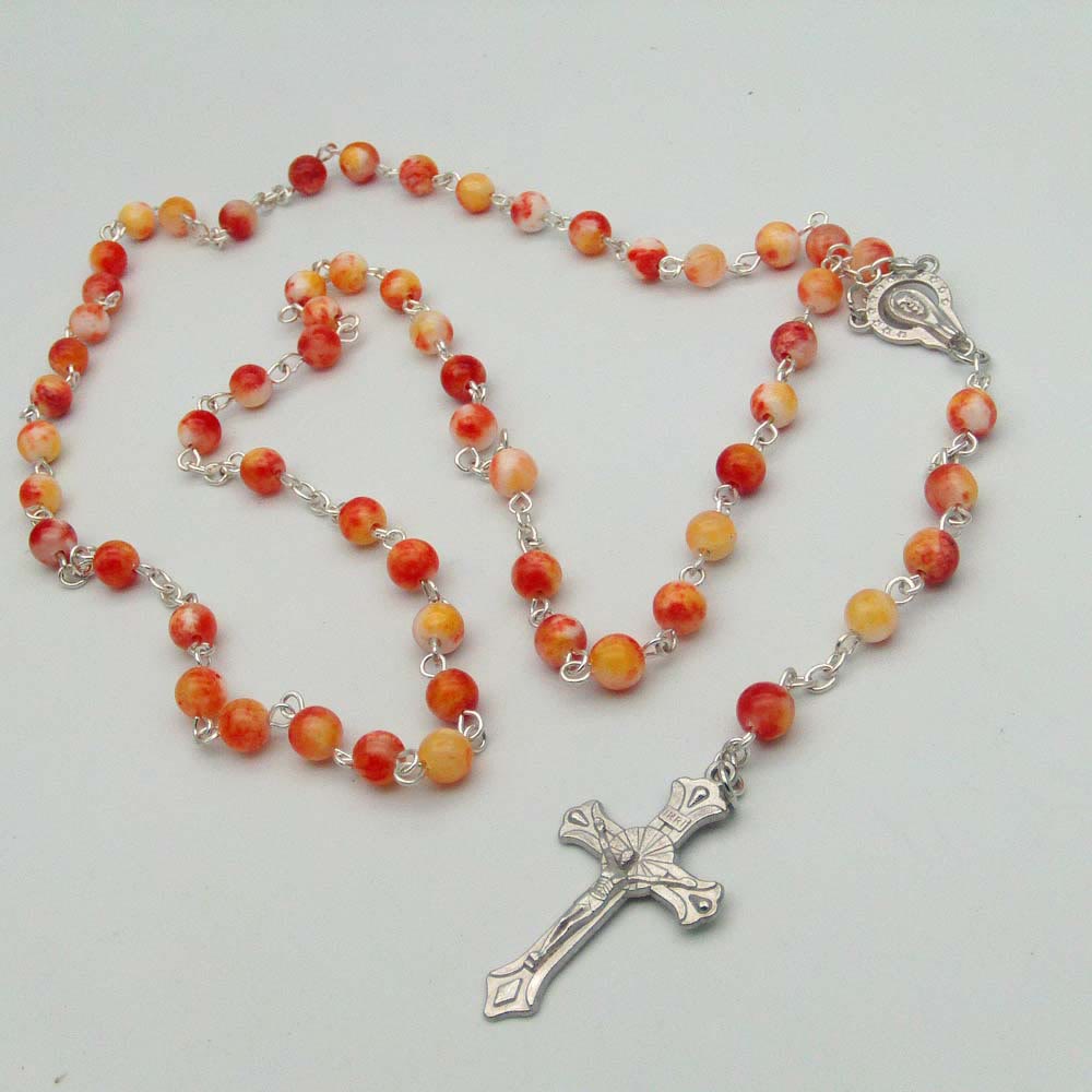 Christiandiscipleshop Our Lady of Rosary & Crucifix of 6 Mm Round Multicolor Alloy Chain Rosary