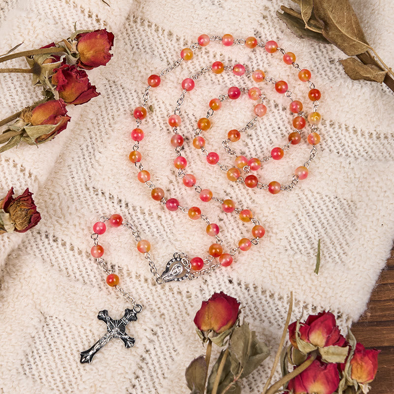 Christiandiscipleshop Our Lady of Rosary & Crucifix of 6 Mm Round Multicolor Alloy Chain Rosary