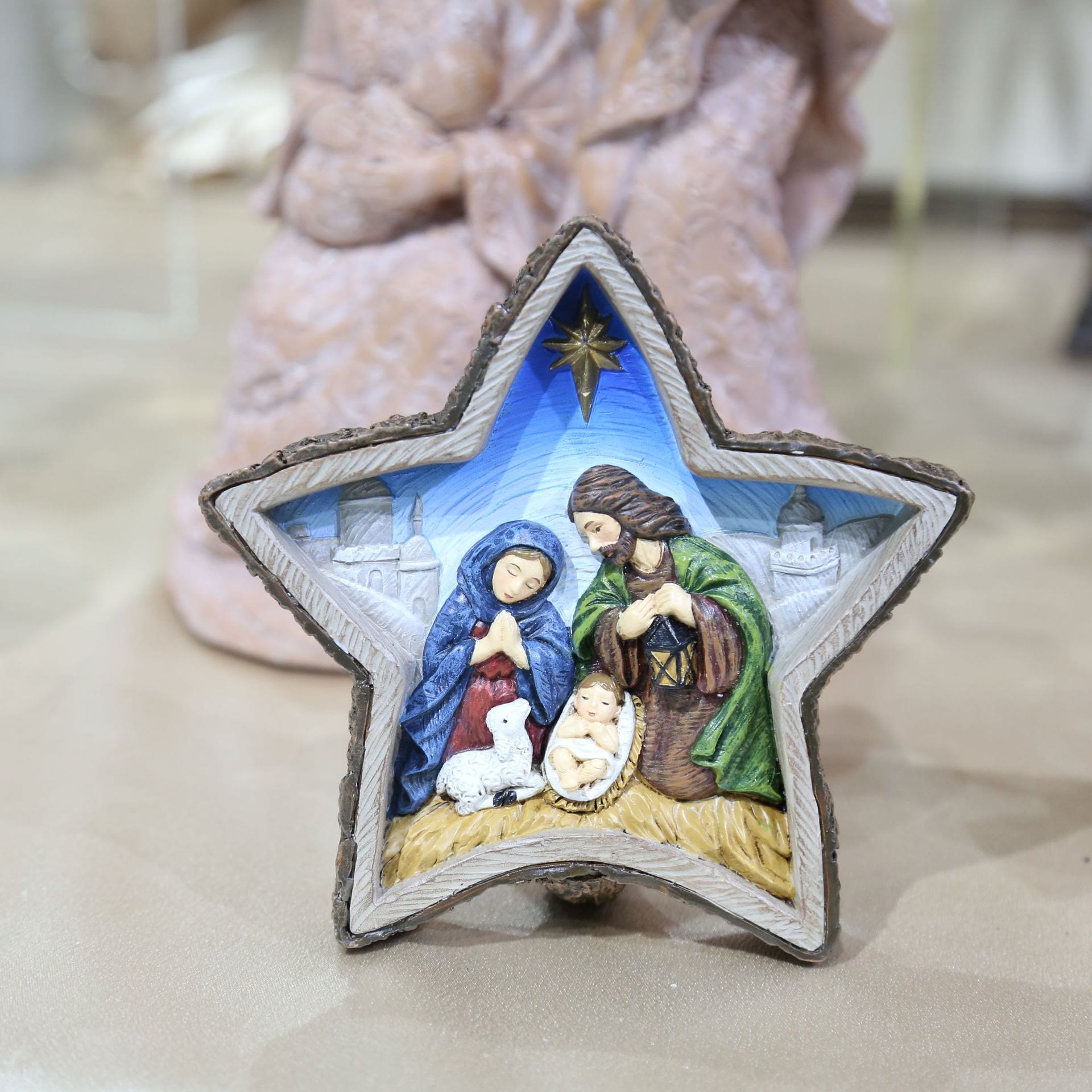 Christiandiscipleshop Classic Style Crafted Star-Shaped Nativity Scene Desktop Decorations Ornament