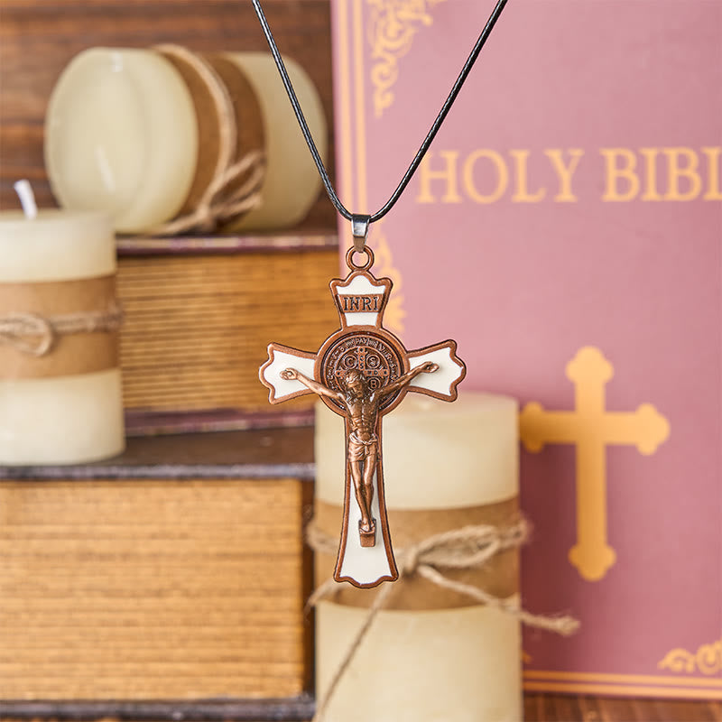 Christiandiscipleshop Classic Style Multicolor of Crucifix Divine Protection Pendant Necklace(6 color)