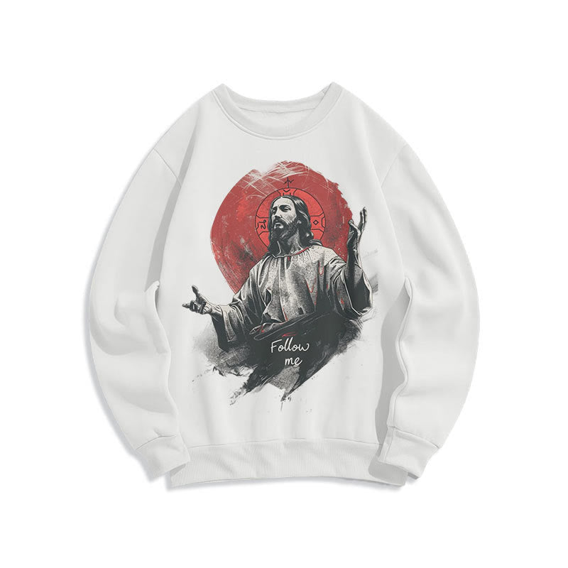 Christiandiscipleshop Classic Style Jesus Halo Follow Me Fleece Lined Polyester Sweatshirt