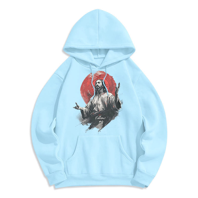 Christiandiscipleshop Classic Style Jesus Halo Follow Me Fleece Lined Polyester Hoodie