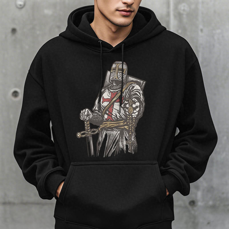 christiandiscipleshop Modern Style Crusader's Valor and Faith Fleece Lined Polyester Hoodie