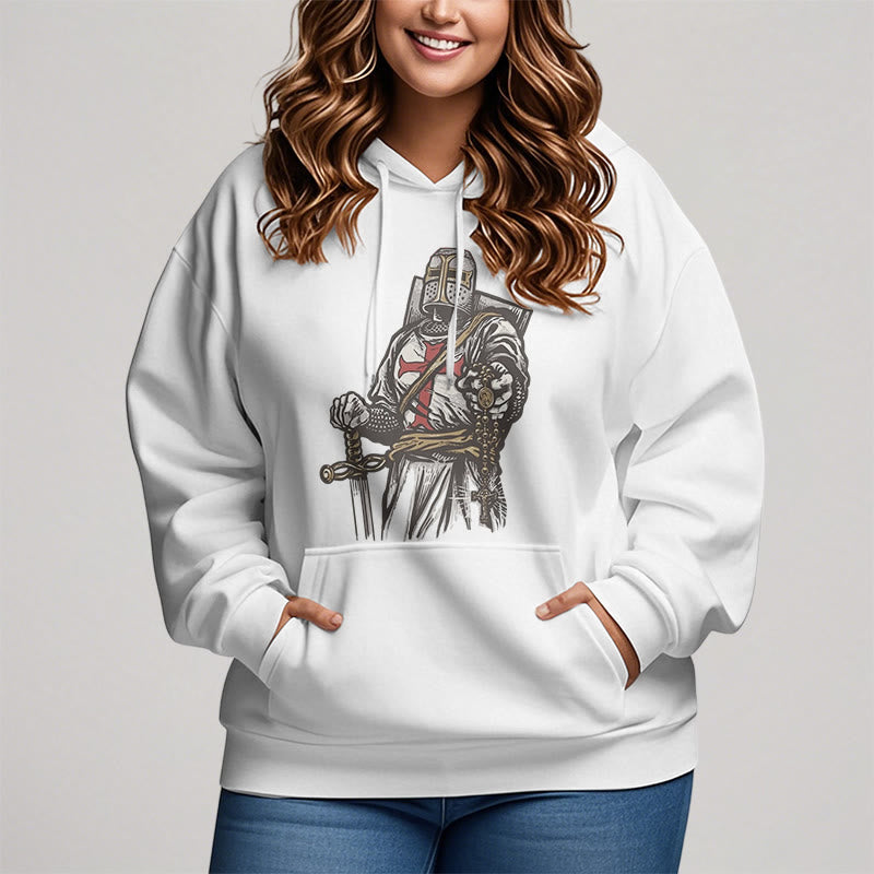 christiandiscipleshop Modern Style Crusader's Valor and Faith Fleece Lined Polyester Hoodie