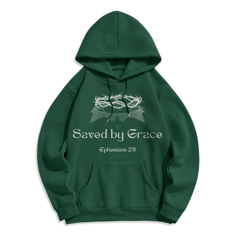 Christiandiscipleshop Quotation Style Saved By Grace Crown Fleece Lined Polyester Hoodie