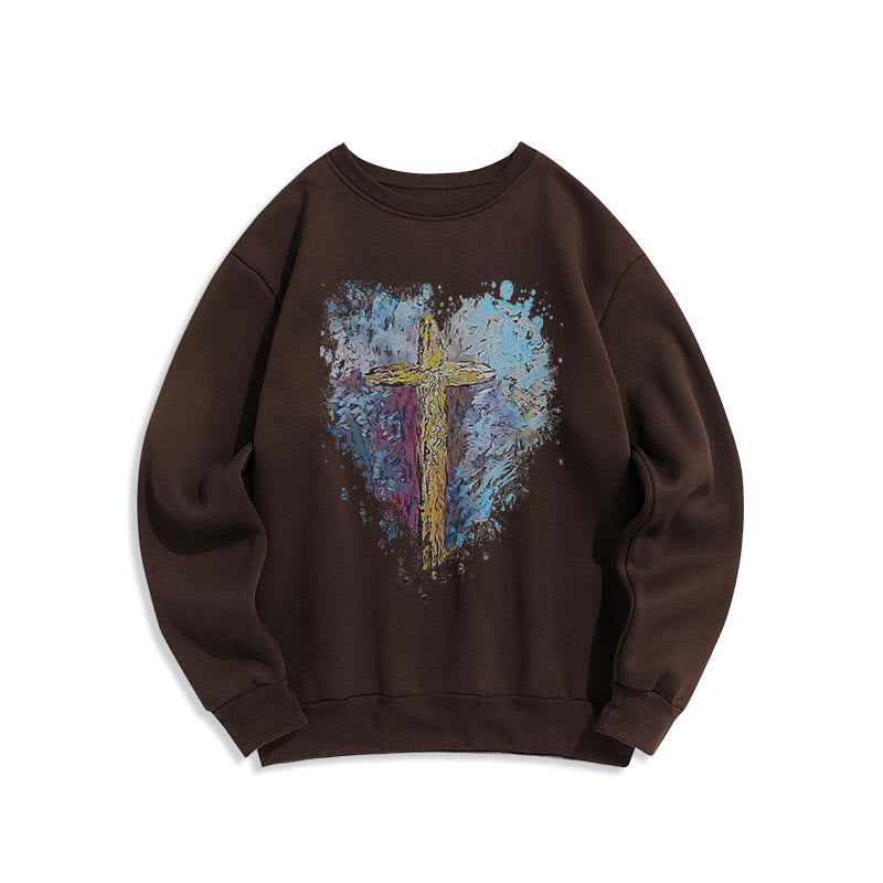 Christiandiscipleshop Colored Style Radiant Cross Of Hope Fleece Lined Polyester Sweatshirt