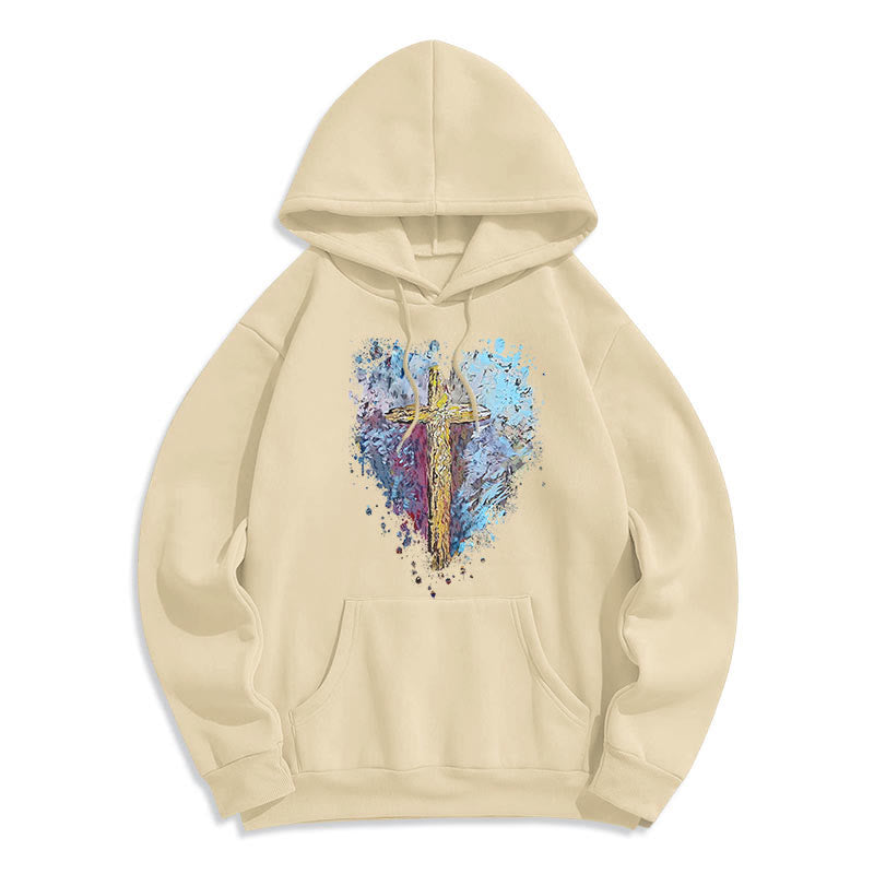 Christiandiscipleshop Colored Style Radiant Cross Of Hope Fleece Lined Polyester Hoodie