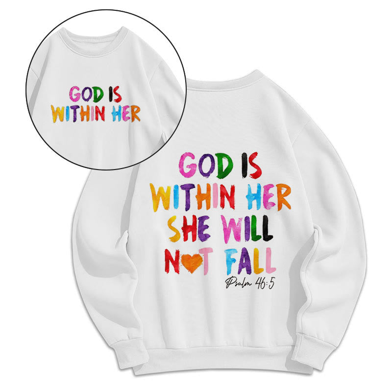 Christiandiscipleshop Quotation Style God Is Within Her Fleece Lined Polyester Sweatshirt