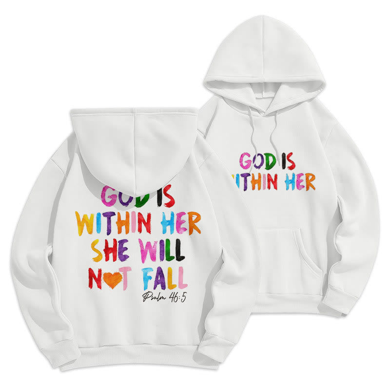 Christiandiscipleshop Quotation Style God Is Within Her Fleece Lined Polyester Hoodie