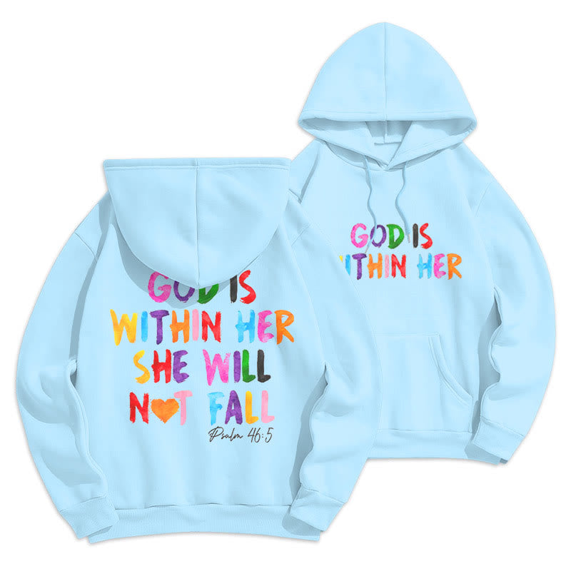 Christiandiscipleshop Quotation Style God Is Within Her Fleece Lined Polyester Hoodie