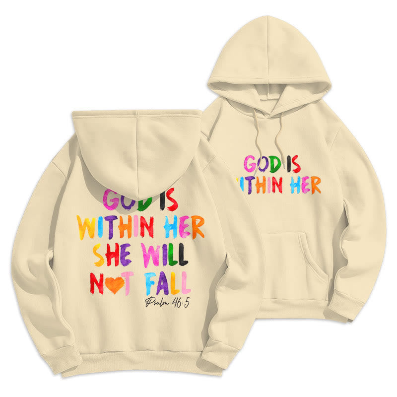 Christiandiscipleshop Quotation Style God Is Within Her Fleece Lined Polyester Hoodie
