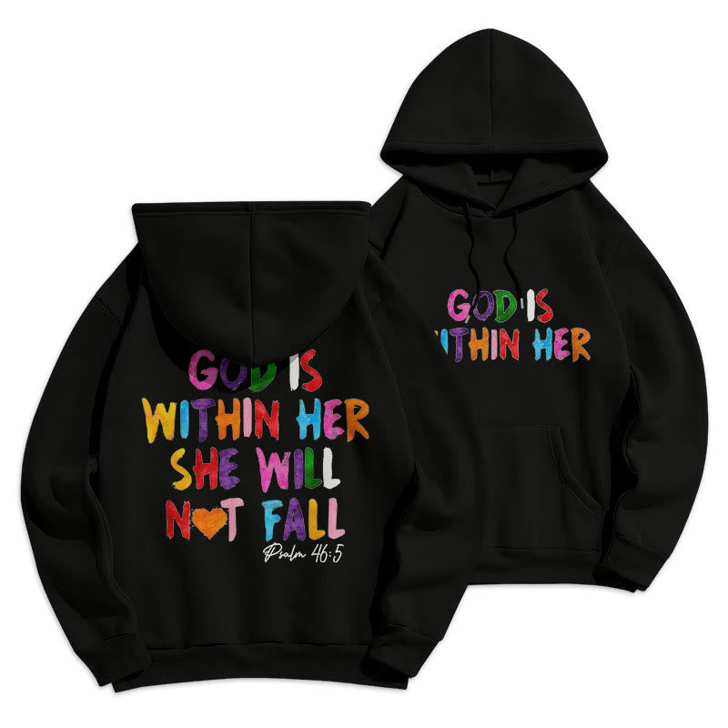 Christiandiscipleshop Quotation Style God Is Within Her Fleece Lined Polyester Hoodie