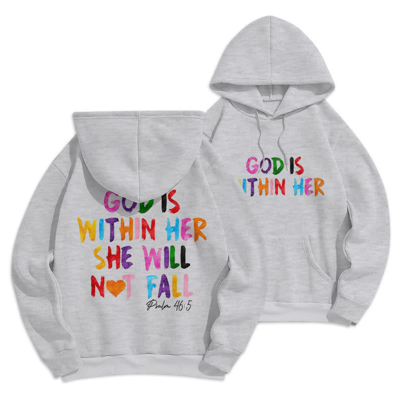 Christiandiscipleshop Quotation Style God Is Within Her Fleece Lined Polyester Hoodie