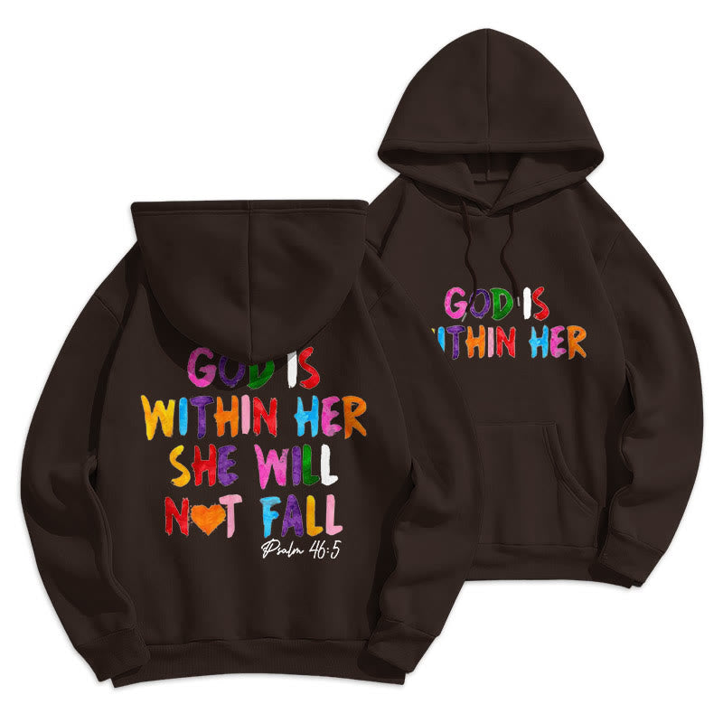 Christiandiscipleshop Quotation Style God Is Within Her Fleece Lined Polyester Hoodie