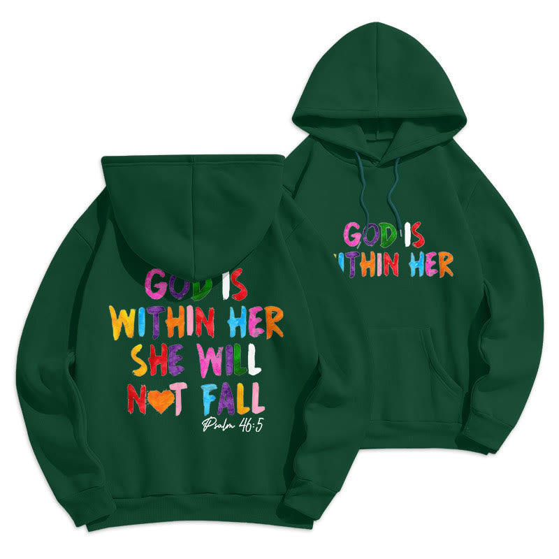 Christiandiscipleshop Quotation Style God Is Within Her Fleece Lined Polyester Hoodie