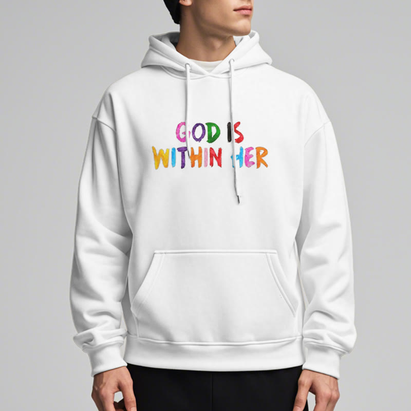 Christiandiscipleshop Quotation Style God Is Within Her Fleece Lined Polyester Hoodie