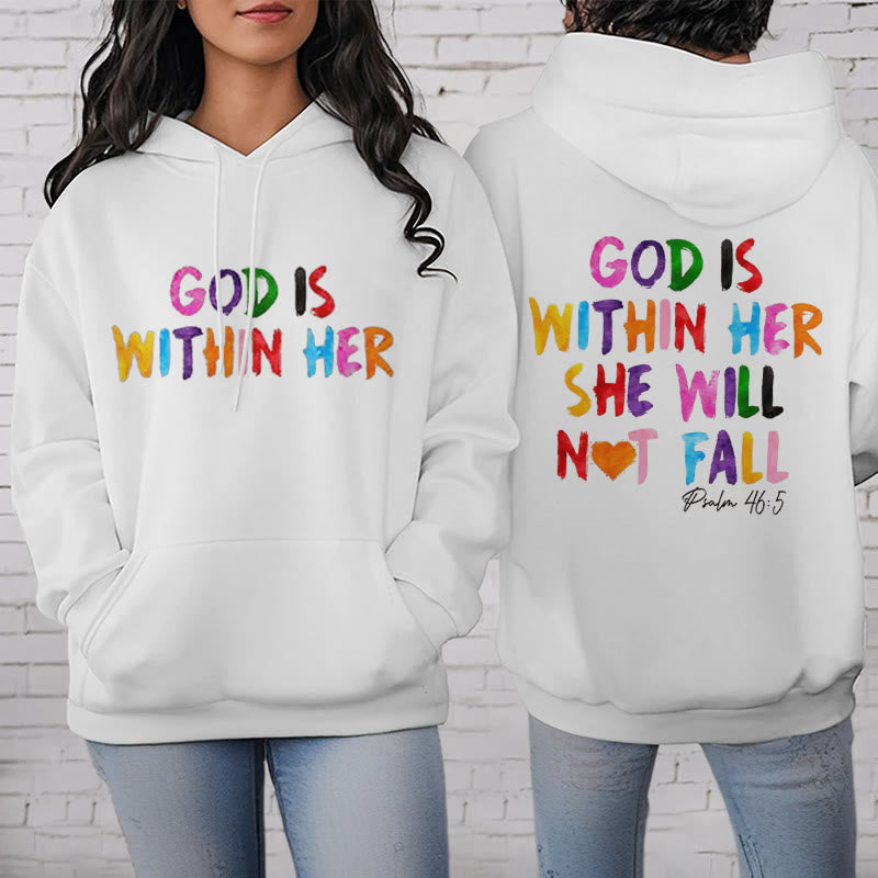 Christiandiscipleshop Quotation Style God Is Within Her Fleece Lined Polyester Hoodie