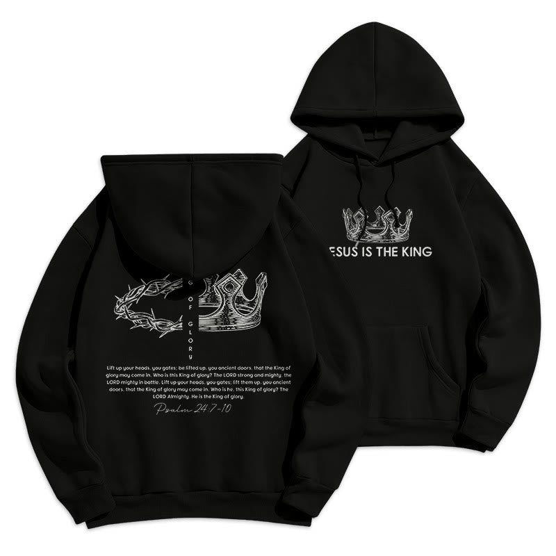 Christiandiscipleshop Quotation Style Jesus Is The King Fleece Lined Polyester Hoodie