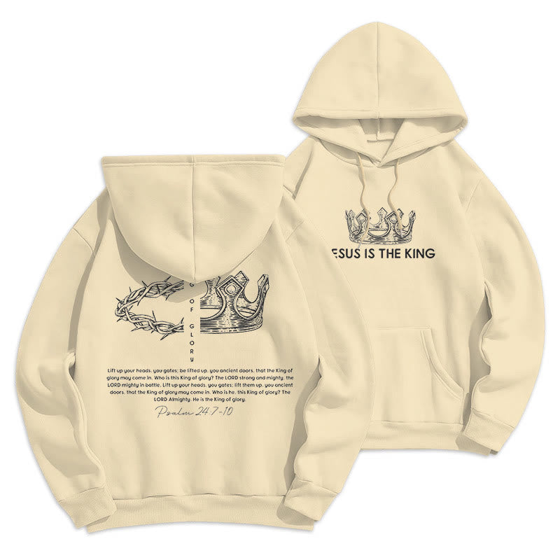 Christiandiscipleshop Quotation Style Jesus Is The King Fleece Lined Polyester Hoodie
