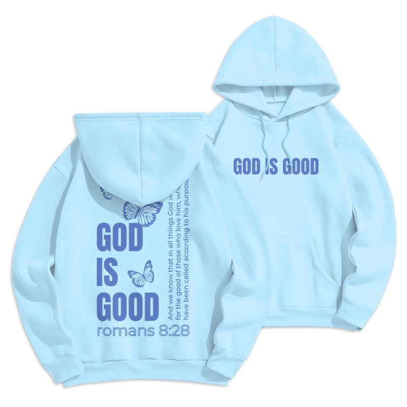 Christiandiscipleshop Quotation Style Butterfly God Is Good Fleece Lined Polyester Hoodie