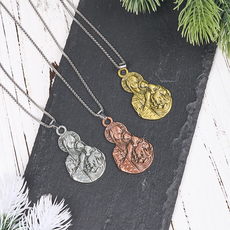 Christiandiscipleshop Classic Style Madonna And Child Faith Symbol Pendant Necklace