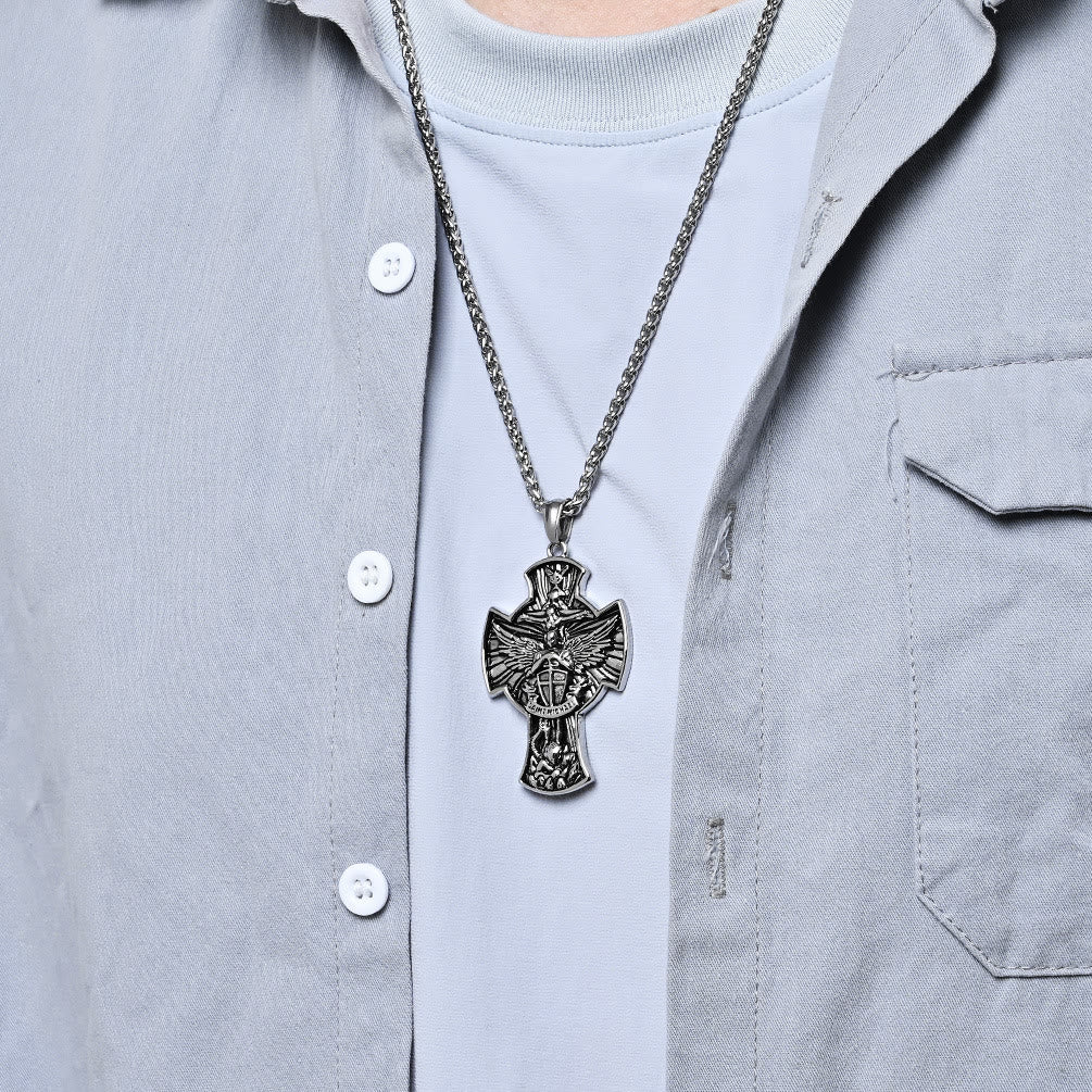 Christianartworkshop Classic Style Saint Michael Archangel Guardian Of Faith Pendant Necklace