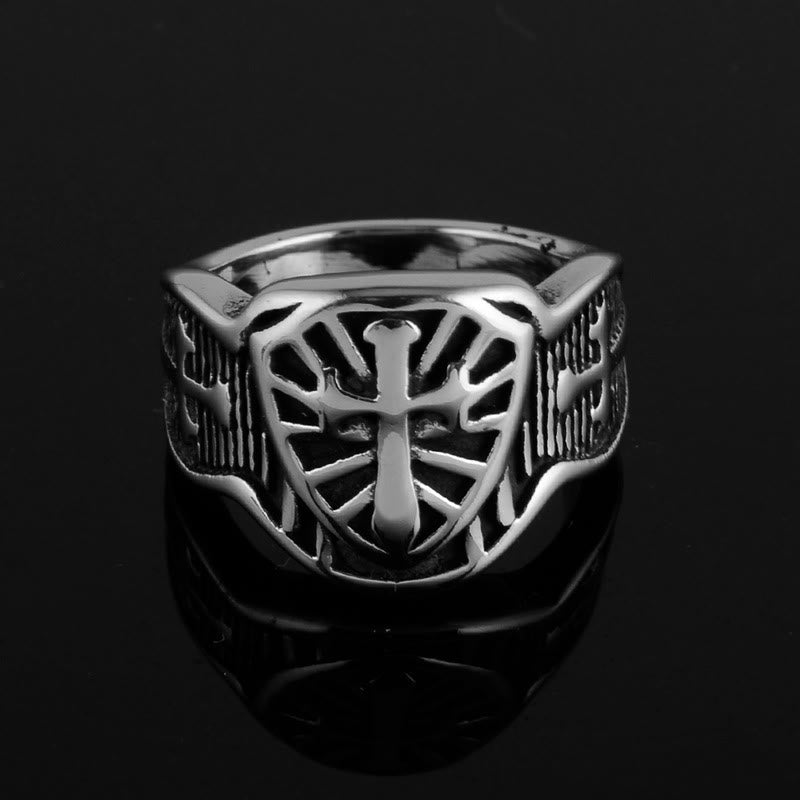 Christiandiscipleshop Modern Style Shield Cross Divine Protection Ring