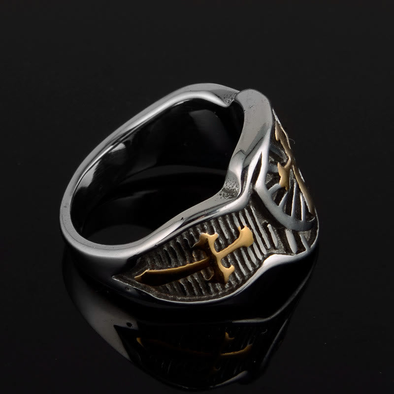 Christiandiscipleshop Modern Style Shield Cross Divine Protection Ring