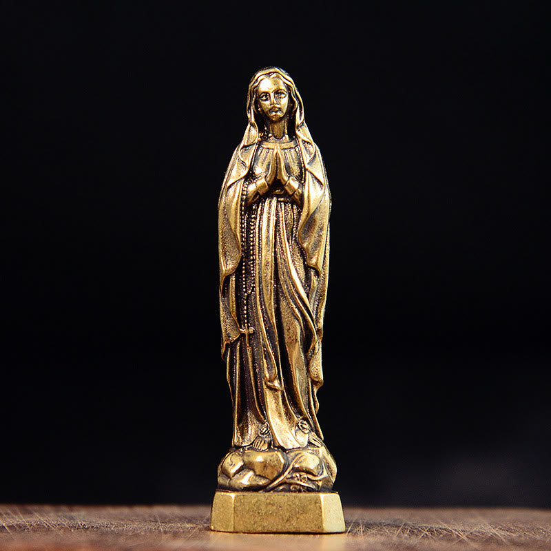 Christiandiscipleshop Classic Style Exquisite Brass Our Lady Pray For Us Virgin Mary Statue Ornament