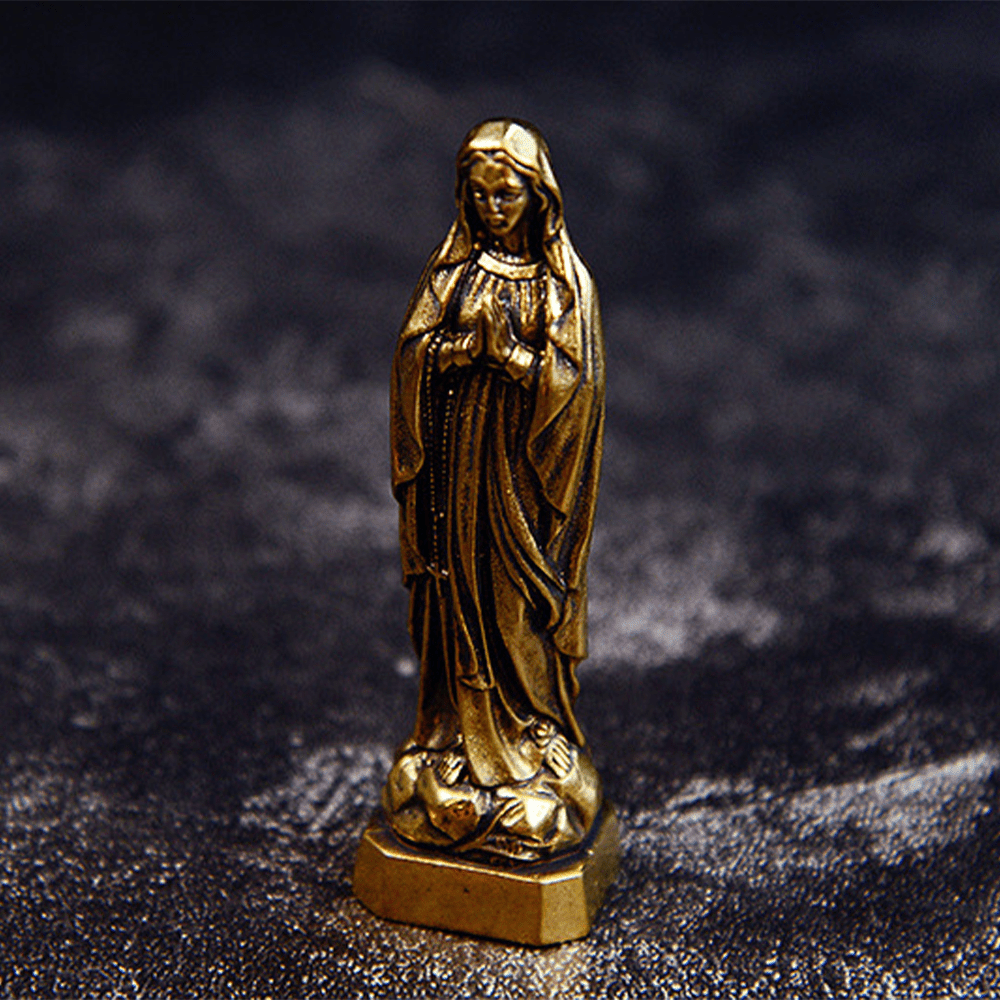 Christiandiscipleshop Classic Style Exquisite Brass Our Lady Pray For Us Virgin Mary Statue Ornament