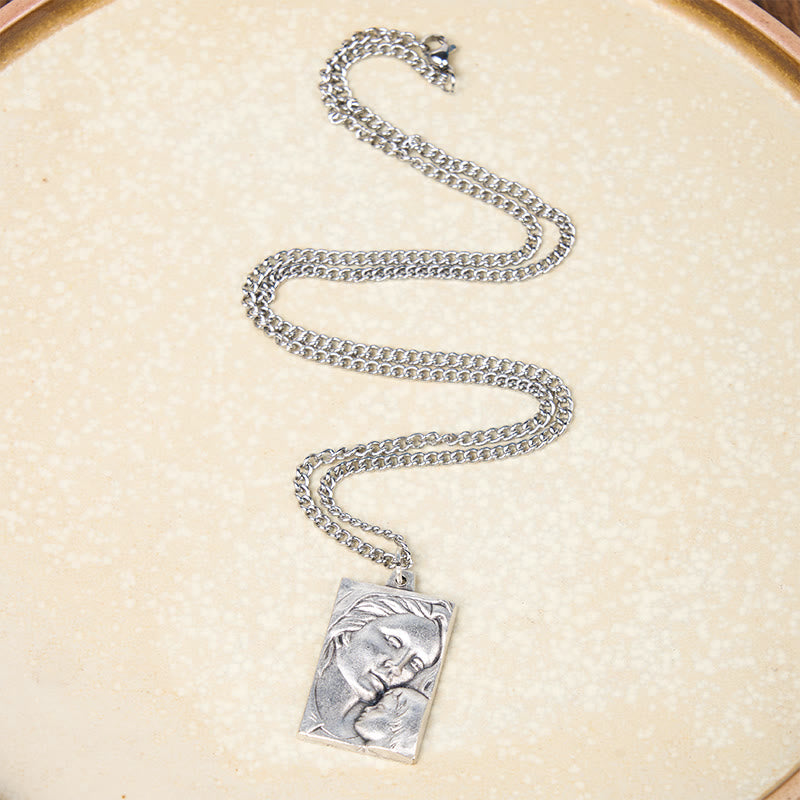 Christiandiscipleshop Classic Style Madonna And Child Crafted Embossed Amulet Pendant Necklace