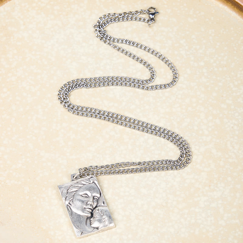 Christiandiscipleshop Classic Style Madonna And Child Crafted Embossed Amulet Pendant Necklace