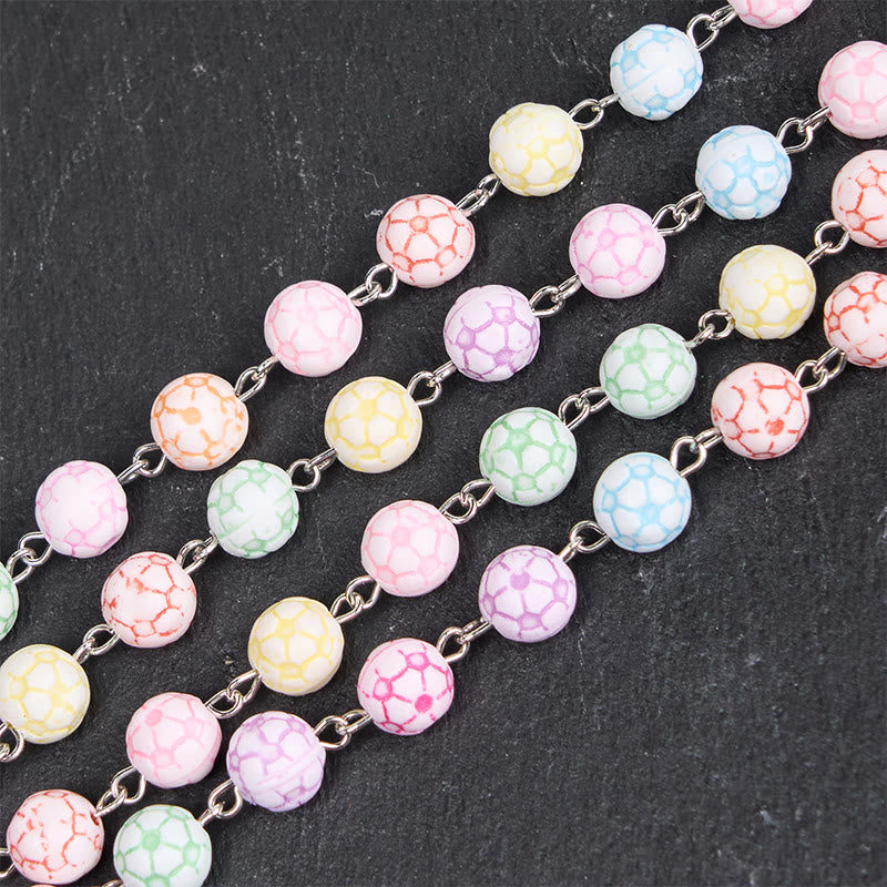 christiandiscipleshop Virgin Mary & Crucifix of 8 mm Round Multicolor Polymer Clay Alloy Chain Rosary