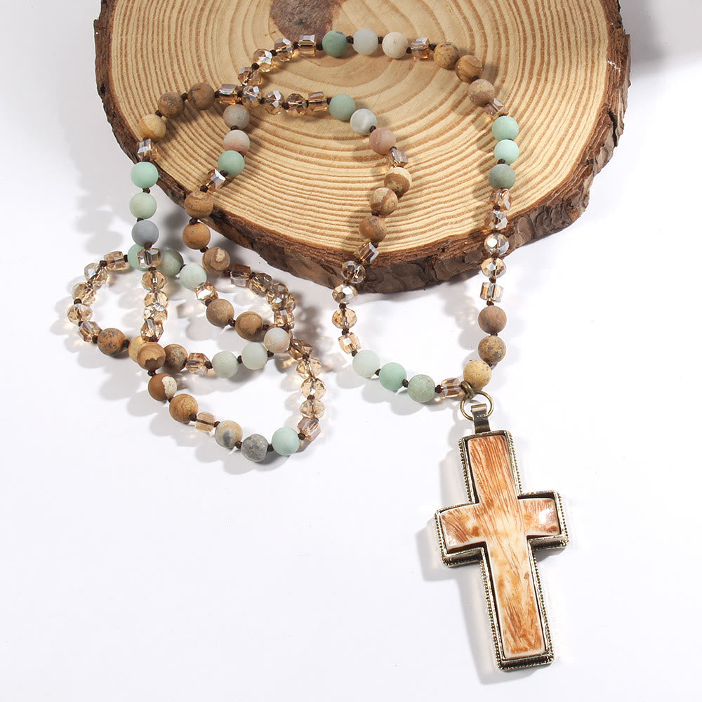 Christiandiscipleshop Classic Style Graceful Devotion Beaded Cross Necklace