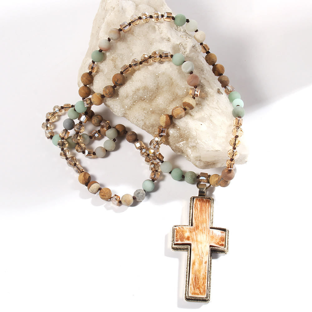 Christiandiscipleshop Classic Style Graceful Devotion Beaded Cross Necklace