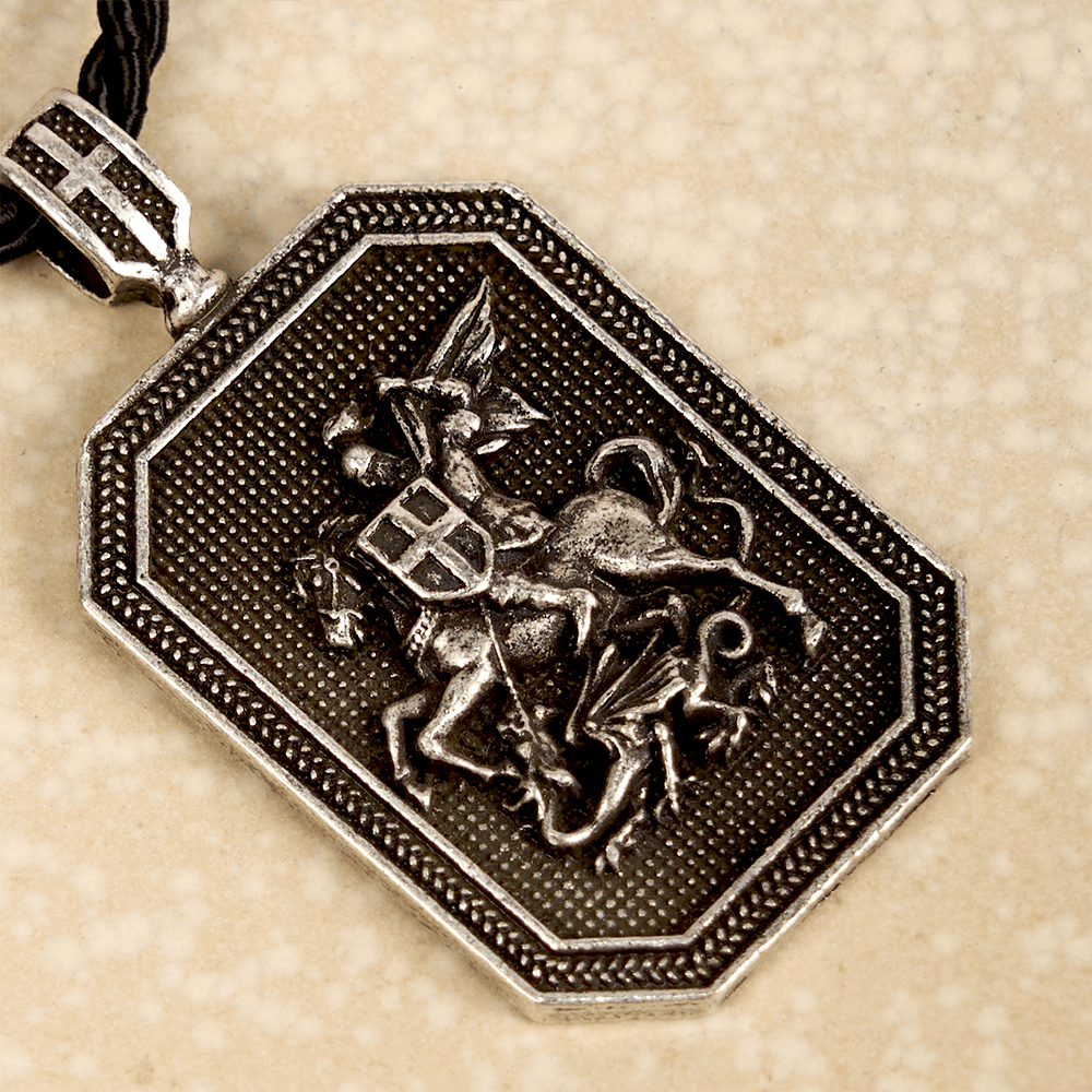 Christiandiscipleshop Classic Style Saint George and the Dragon Pendant Protection Prayer Necklace