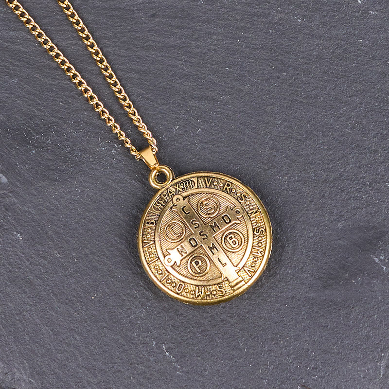 Christiandiscipleshop Classic Style Crafted St. Benedict Symbol Pendant Necklace(3 color)