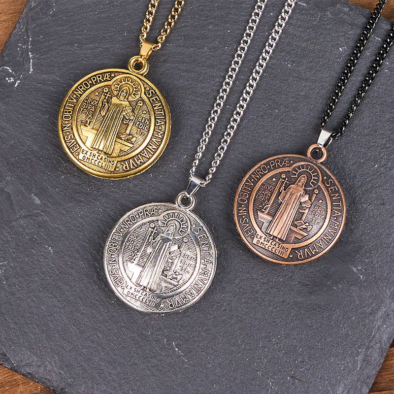 Christiandiscipleshop Classic Style Crafted St. Benedict Symbol Pendant Necklace(3 color)