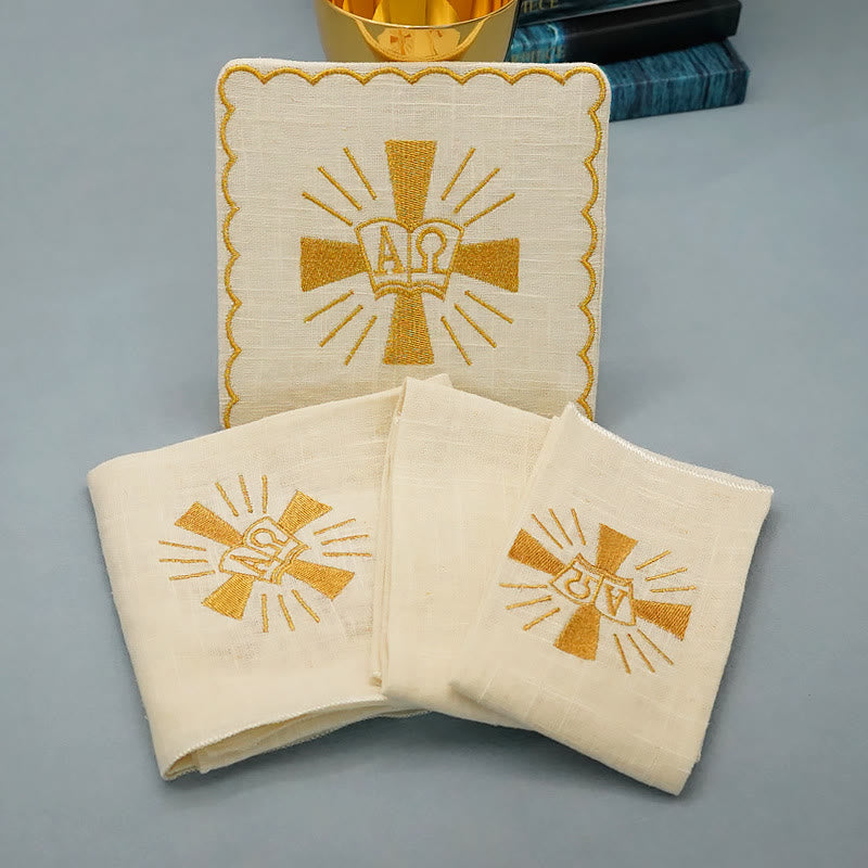 Christiandiscipleshop Classic Style Golden Shining Grace Cross Altar Linen Set