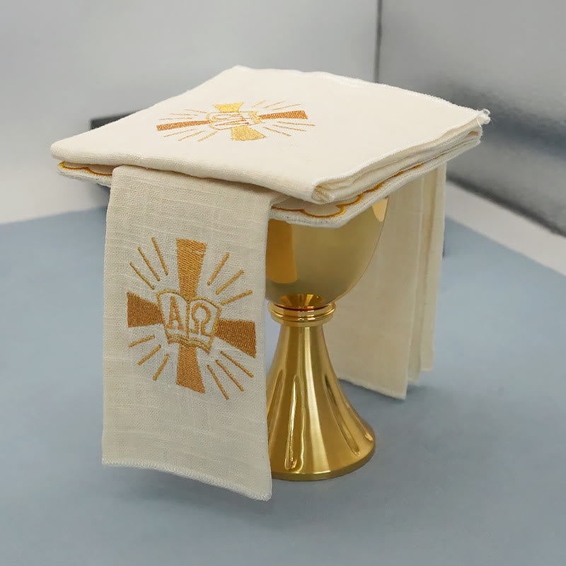 Christiandiscipleshop Classic Style Golden Shining Grace Cross Altar Linen Set