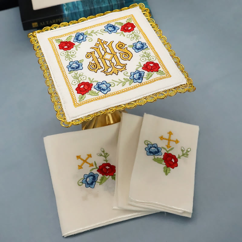 Christiandiscipleshop Classic Style Sacred IHS Floral Devotion Altar Linen Set