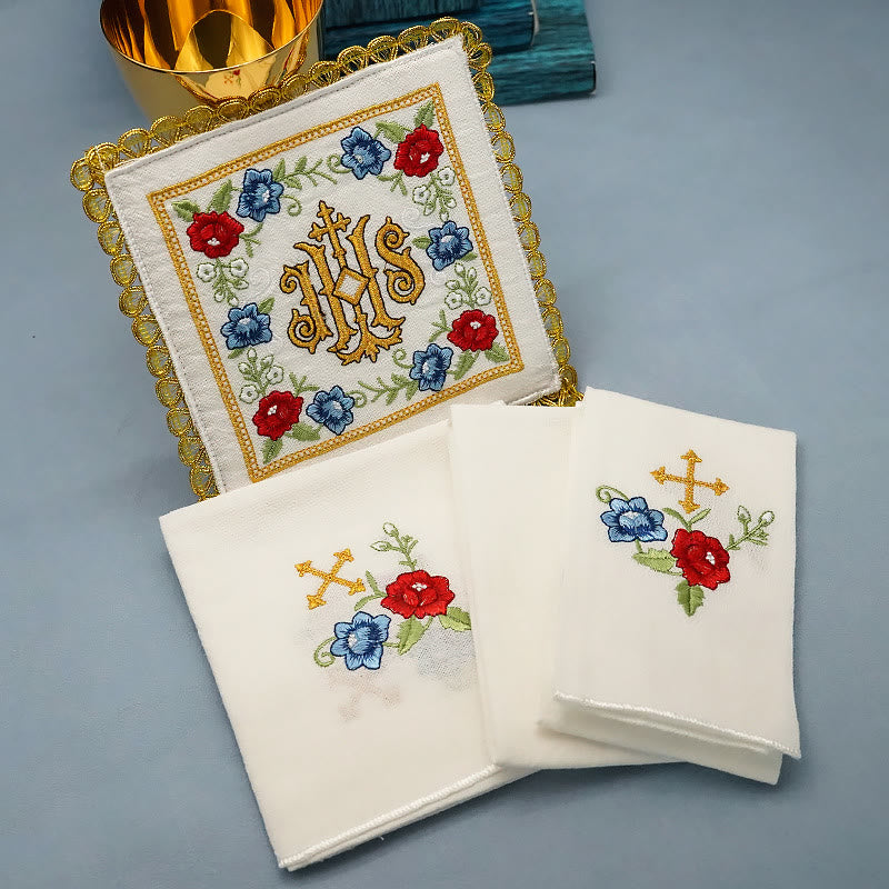 Christiandiscipleshop Classic Style Sacred IHS Floral Devotion Altar Linen Set