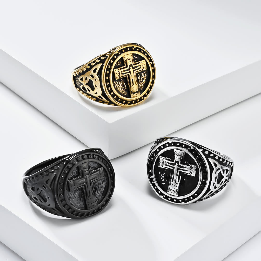 christiandiscipleshop Vintage Style Medieval Crusader Cross Signet Ring