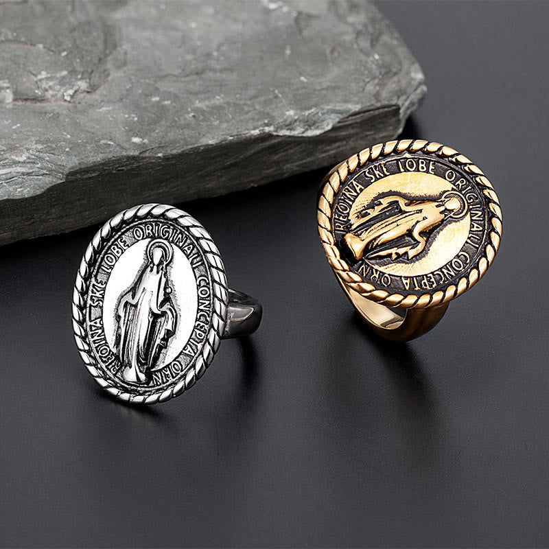 Christiandiscipleshop Classic Style Virgin Mary Medallion Blessing Ring