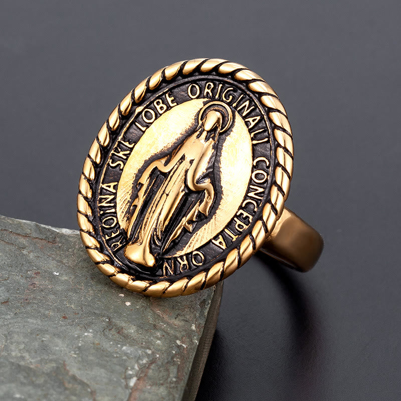 Christiandiscipleshop Classic Style Virgin Mary Medallion Blessing Ring